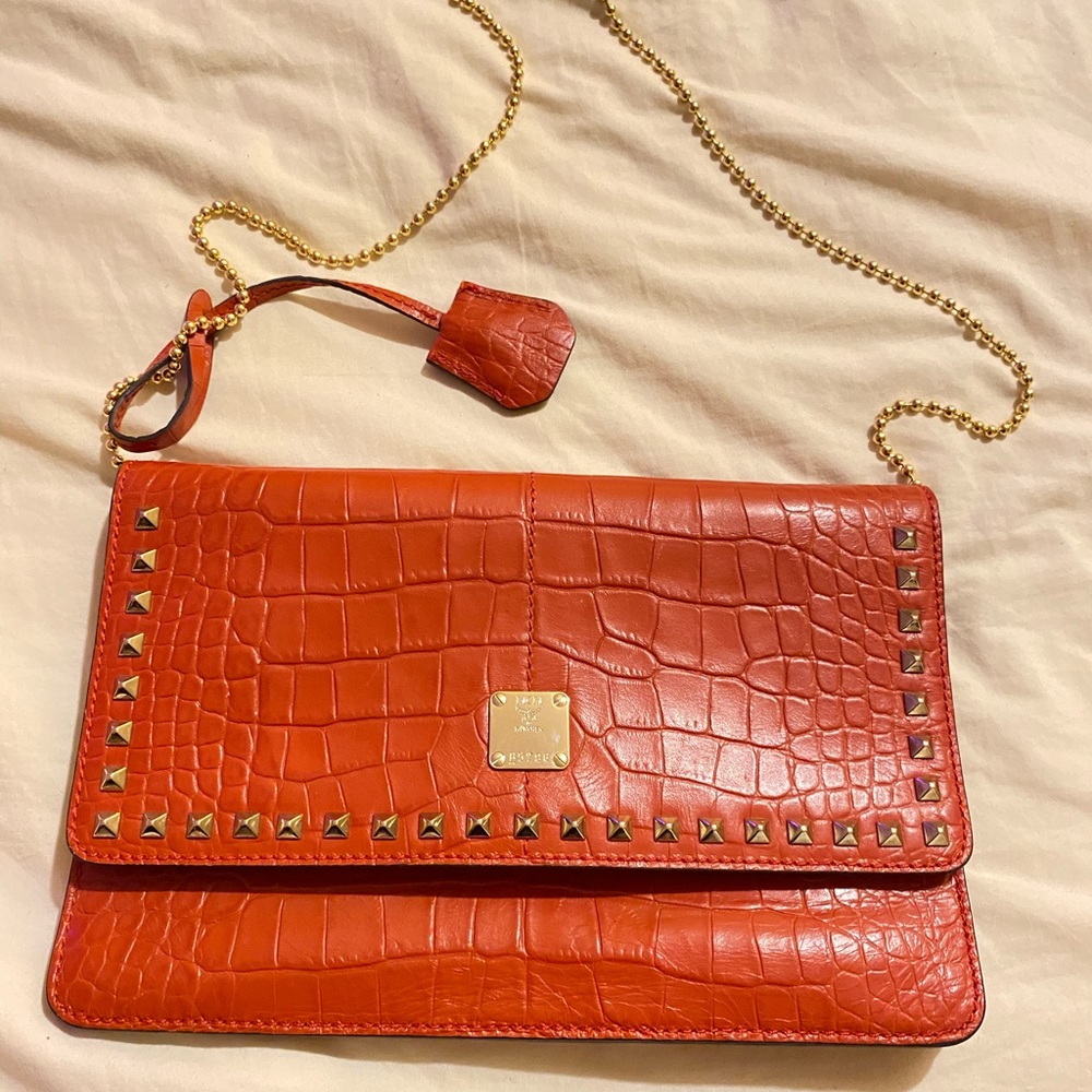 MCM clutch/shoulder Studded Bag